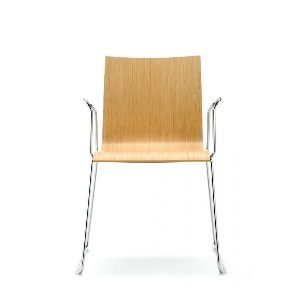 Wood sedia finitura legno e gambe in acciaio per riunione conferenze aula - riganelli