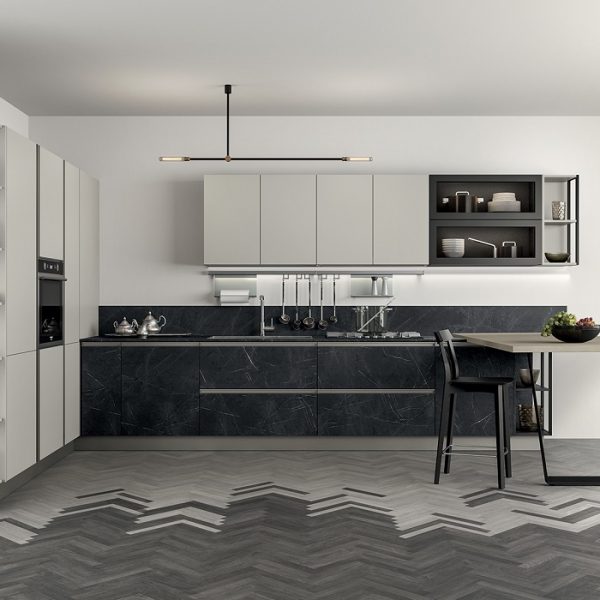 cucina moderna linea stone gray marmo nero -riganelli
