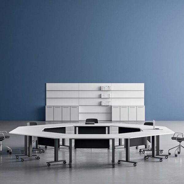 tavolo riunioni componibile da tavoli su ruote -riganelli