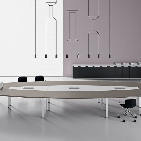 tavolo riunioni ovale accessoriabile -riganelli