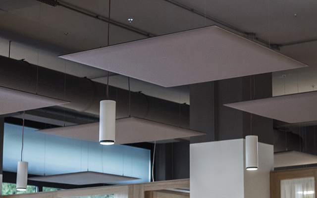 Oversize pannelli acustici da soffitto per ufficio ristorante rumori sottofondo - Riganelli Arredamenti
