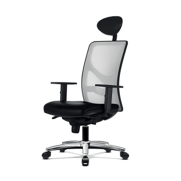 King sedia operativa per ufficio con schienale in rete ed aggiunta di poggiatesta ergonomico - riganelli