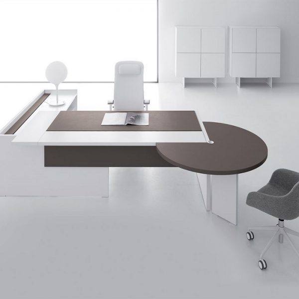 oxford scrivania direzionale con tavolo rotondo per ospiti - riganelli