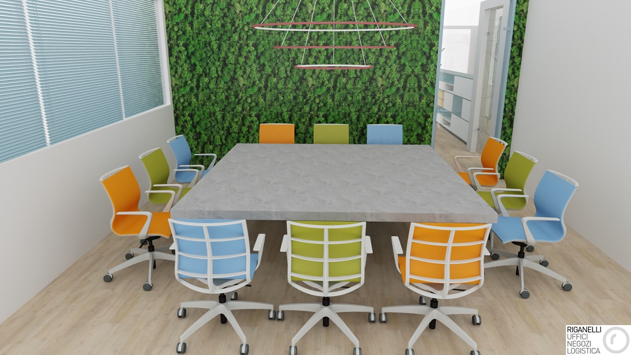 Riganelli progettazione e realizzazione uffici arredi sala riunione e verde verticale