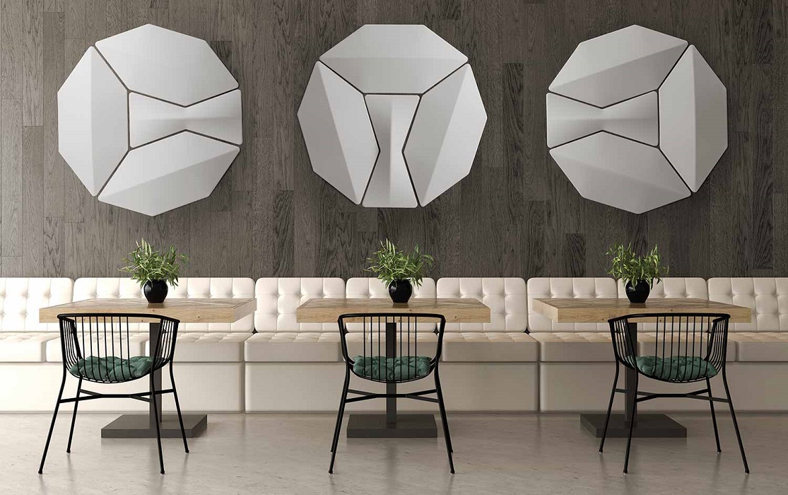 bow pannelli fonoassorbenti di design per ristoranti attacco a parete - riganelli